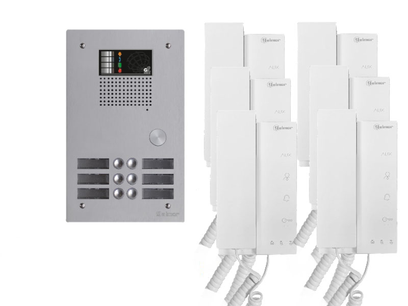 Kit visiophone collectif avec 6 écrans 2 rangées GOLMAR G2+