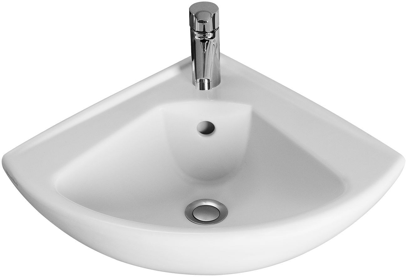 Lave-mains d'angle O. NOVO COMPACT - Largeur: 415 mm - Longueur: 415 mm - Hauteur: 195 mm - Blanc brillant