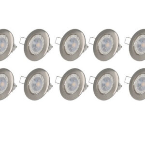 Lot de 10 spot LED GU10 argent 5W 3000K