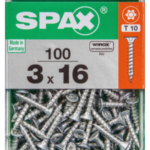 Lot De 100 Vis Acier Tête Plate Spax, Diam.3 Mm X L.16 Mm