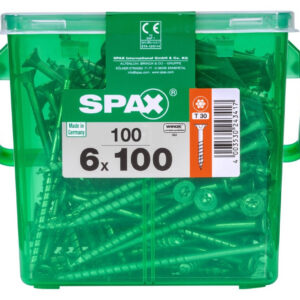 Lot De 100 Vis Acier Tête Plate Spax, Diam.6 Mm X L.100 Mm