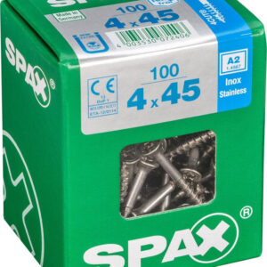 Lot De 100 Vis Inox Tête Fraisée Torx Spax, Diam.4 Mm X L.45 Mm