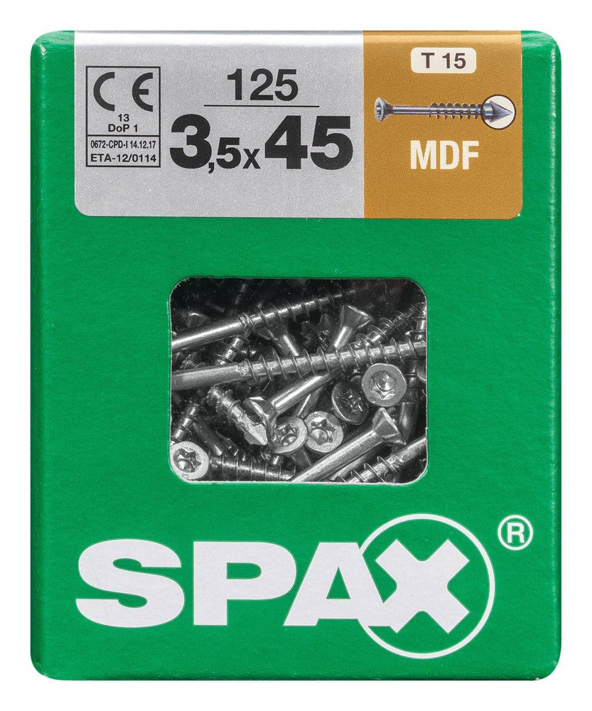 Lot De 125 Vis Acier Tête Fraisée Pozidriv Spax, Diam.3.5 Mm X L.45 Mm