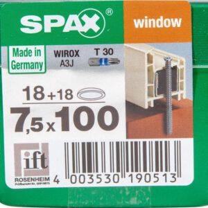 Lot De 18 Vis Acier Tête Fraisée Torx Spax, Diam.7.5 Mm X L.100 Mm