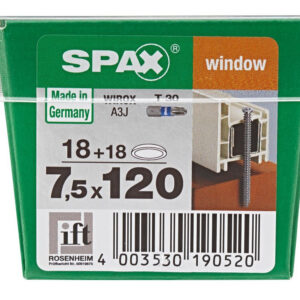 Lot De 18 Vis Acier Tête Fraisée Torx Spax, Diam.7.5 Mm X L.120 Mm