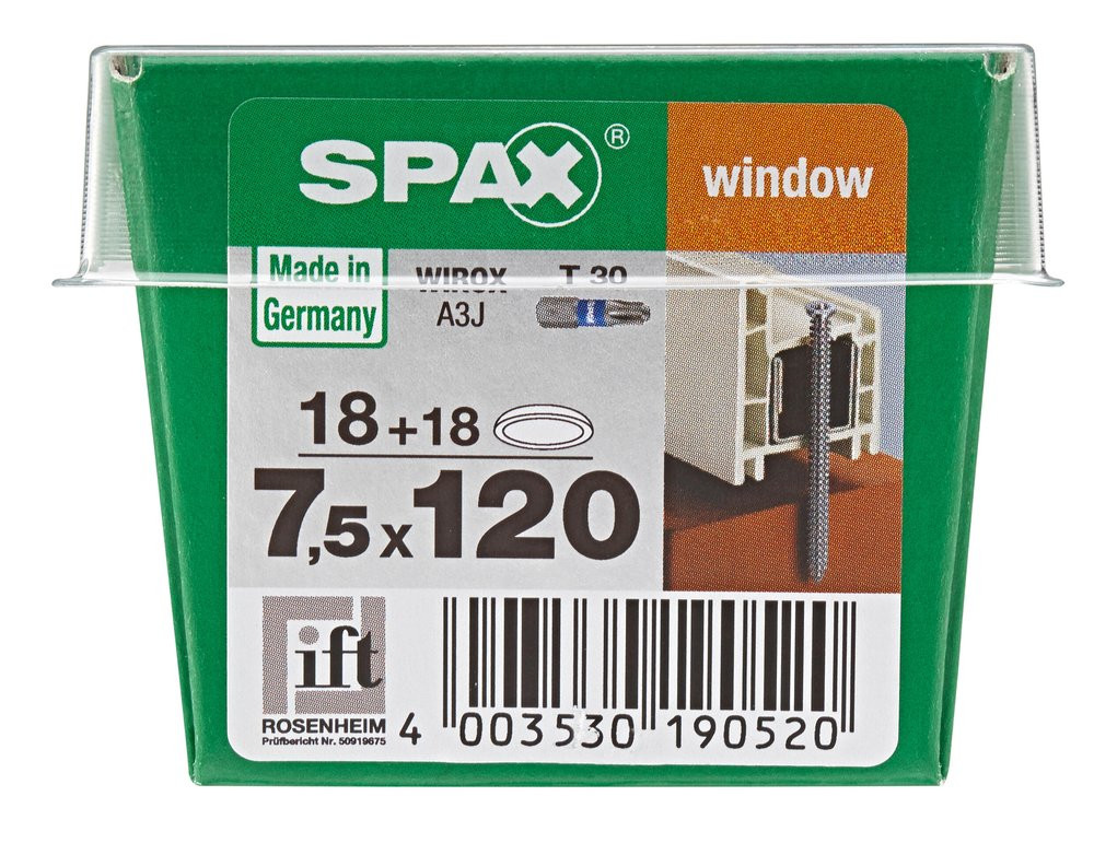 Lot De 18 Vis Acier Tête Fraisée Torx Spax, Diam.7.5 Mm X L.120 Mm