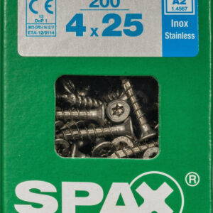 Lot De 200 Vis Inox Tête Fraisée Torx Spax, Diam.4 Mm X L.25 Mm