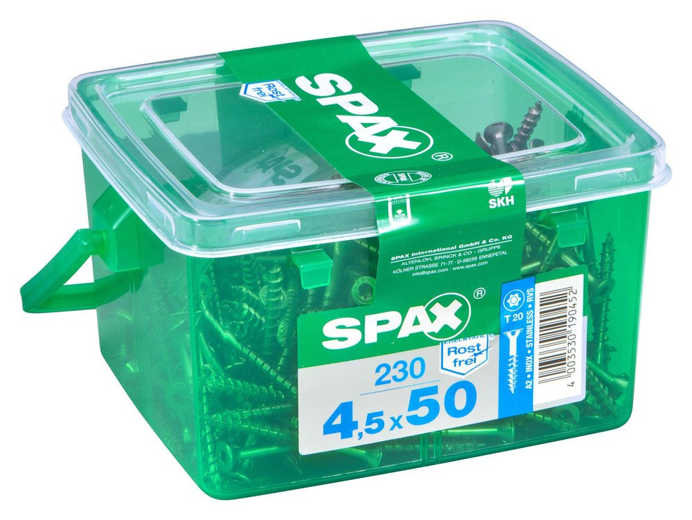 Lot De 230 Vis Inox Tête Fraisée Torx Spax, Diam.4.5 Mm X L.50 Mm