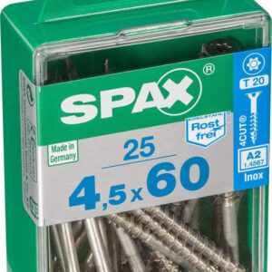 Lot De 25 Vis Inox Tête Fraisée Torx Spax, Diam.4.5 Mm X L.60 Mm