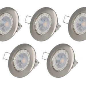 Lot de 5 spot LED GU10 argent 5W 3000K