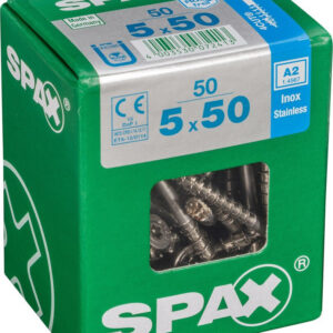 Lot De 50 Vis Inox Tête Fraisée Torx Spax, Diam.5 Mm X L.50 Mm
