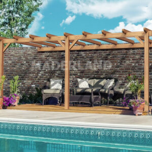 Pergola en bois adossée - modèle PALMA - 400 x 400 cm