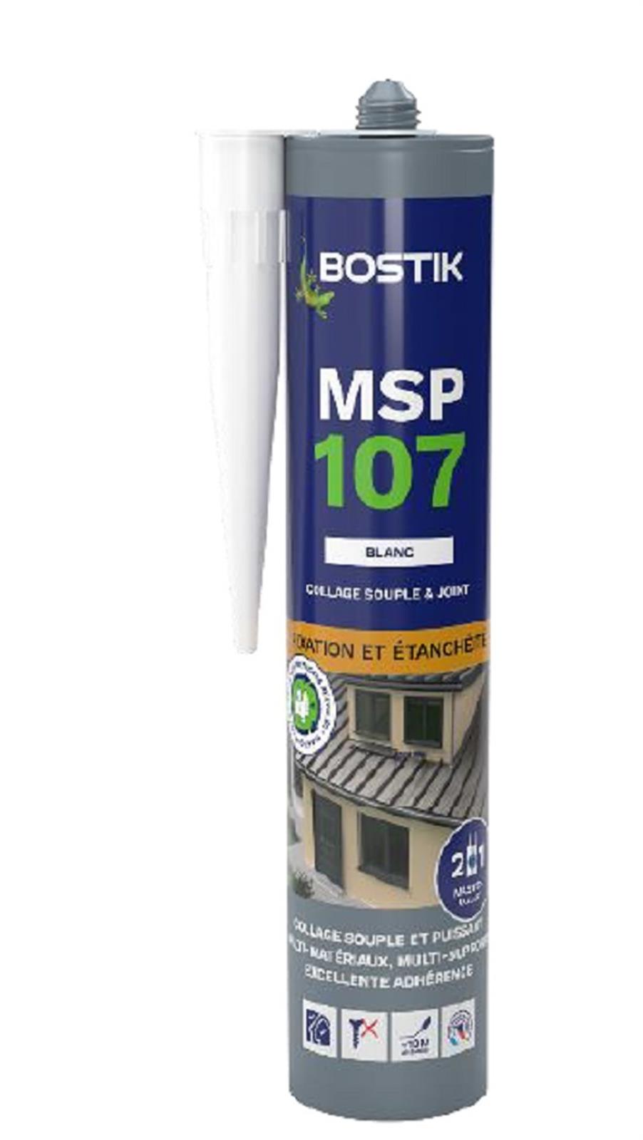Mastic multi-usages colle et joint Bostik MSP 107 - Blanc - 290 ml