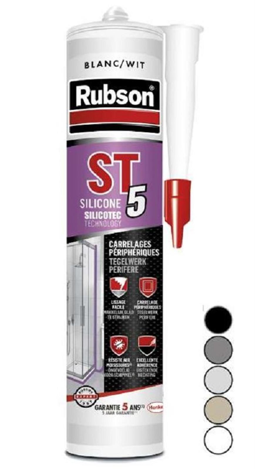 Mastic sanitaire multi-usages ST5 RUBSON - Coloris: noir