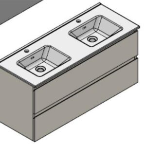 Meuble de salle de bain - 2 vasques - SPEED (1200x450x550 mm) - Coloris meuble : blanc prénium mat