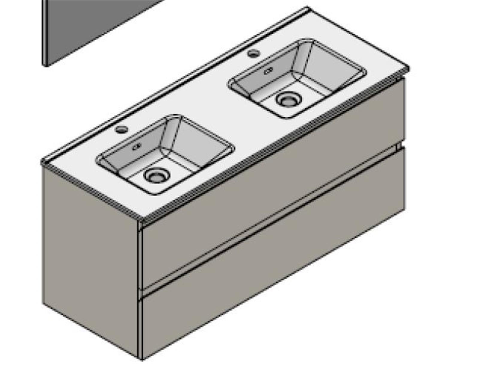 Meuble de salle de bain - 2 vasques - SPEED (1200x450x550 mm) - Coloris meuble : blanc prénium mat