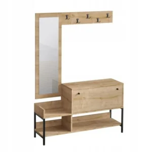 Meuble d'entrée Nonso Hanah Home ASR-793ELG3909 120 cm chêne saphir avec miroir et patère