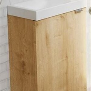 Meuble pour lave-mains - une porte réversible - Longueur 40 cm - Profondeur 22 cm - Hauteur 56 cm - Cristal Blanc - Mélaminé laqué brillant