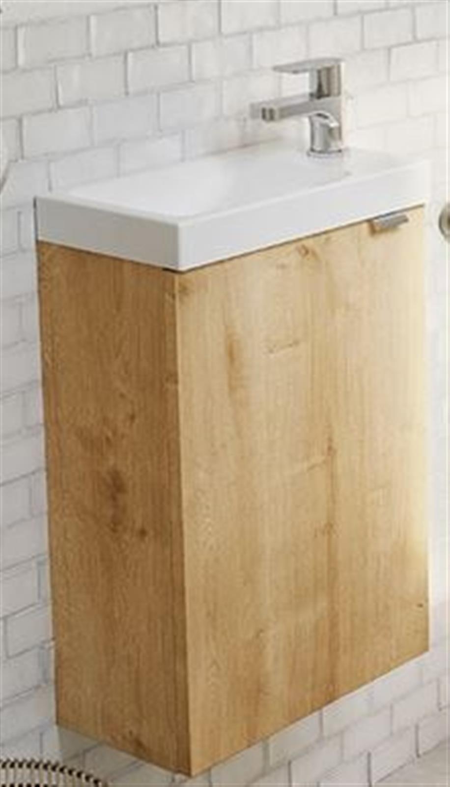 Meuble pour lave-mains - une porte réversible - Longueur 40 cm - Profondeur 22 cm - Hauteur 56 cm - Cristal Blanc - Mélaminé laqué brillant