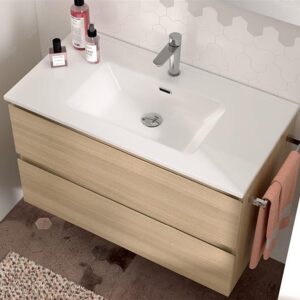 Meuble sous vasque avec plan en céramique - Série SPEED (800x450x550 mm) - Coloris: Rovere Natural