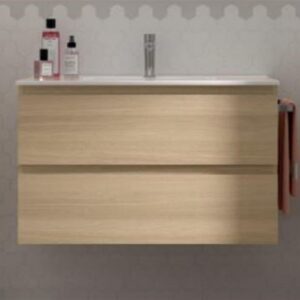 Meuble sous vasque avec plan en céramique - SPEED (1000x550x450 mm) - Coloris meuble : Blanc Brillant