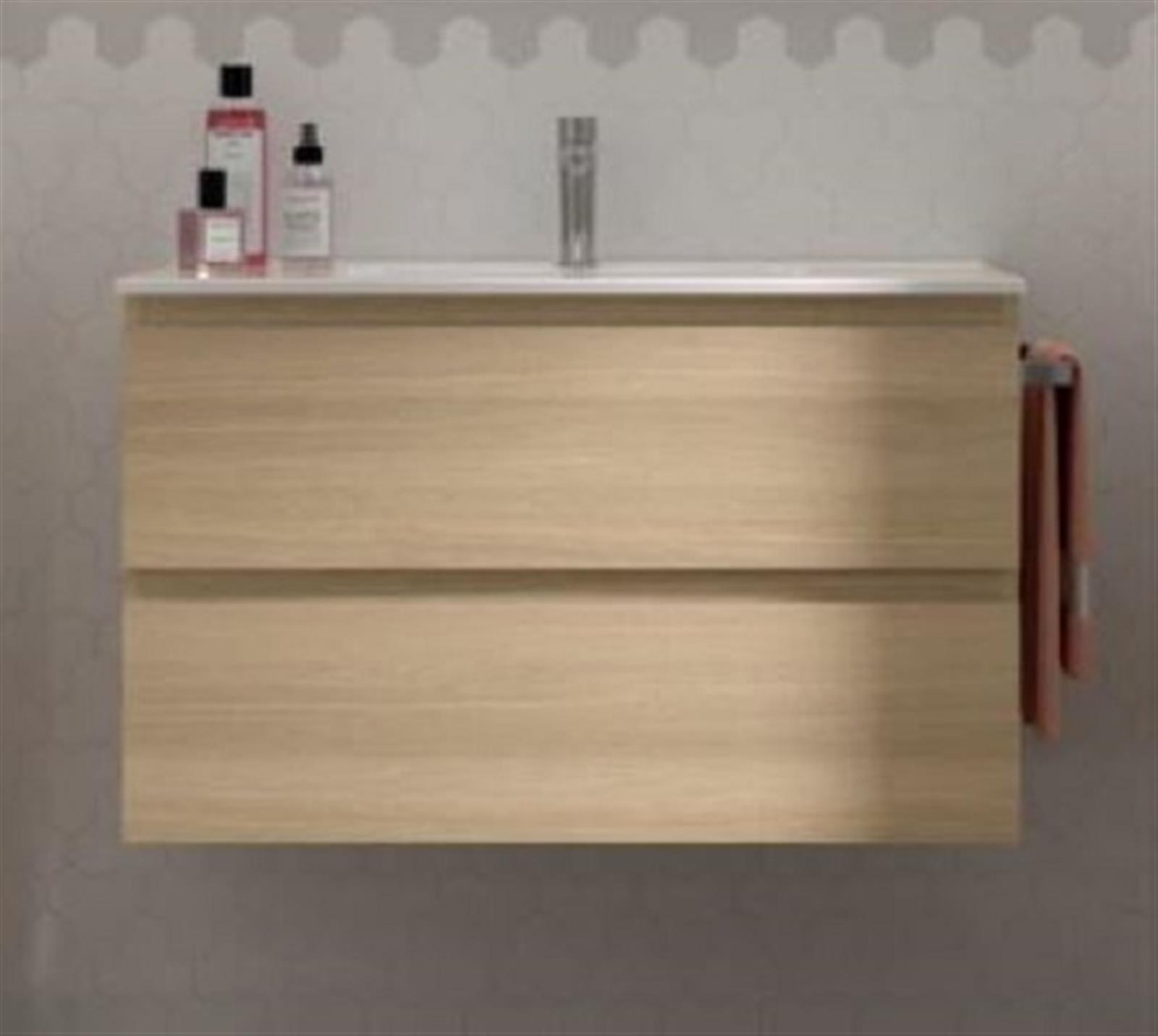 Meuble sous vasque avec plan en céramique - SPEED (1000x550x450 mm) - Coloris meuble : Blanc Brillant