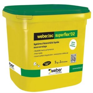 Mortier d'étanchéité sous carrelage WEBERTEC SUPERFLEX D2 - Seau de 24 Kg