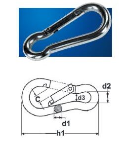 Mousqueton à battant sans œillet 12 mm en acier inoxydable CHAUBEYRE 8425408