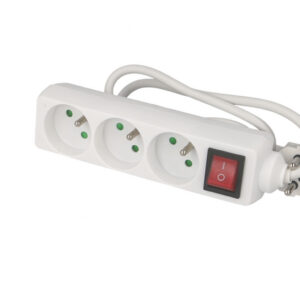 Multiprise 3 prises avec câble 1m avec interrupteur Eur'ohm