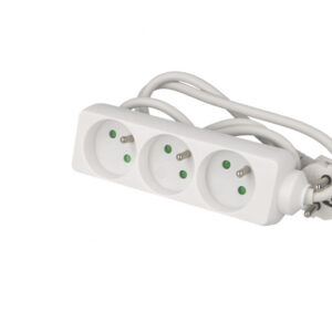 Multiprise 3 prises avec câble 1m sans interrupteur Eur'ohm