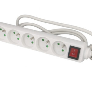 Multiprise 5 prises avec câble 1m avec interrupteur Eur'ohm