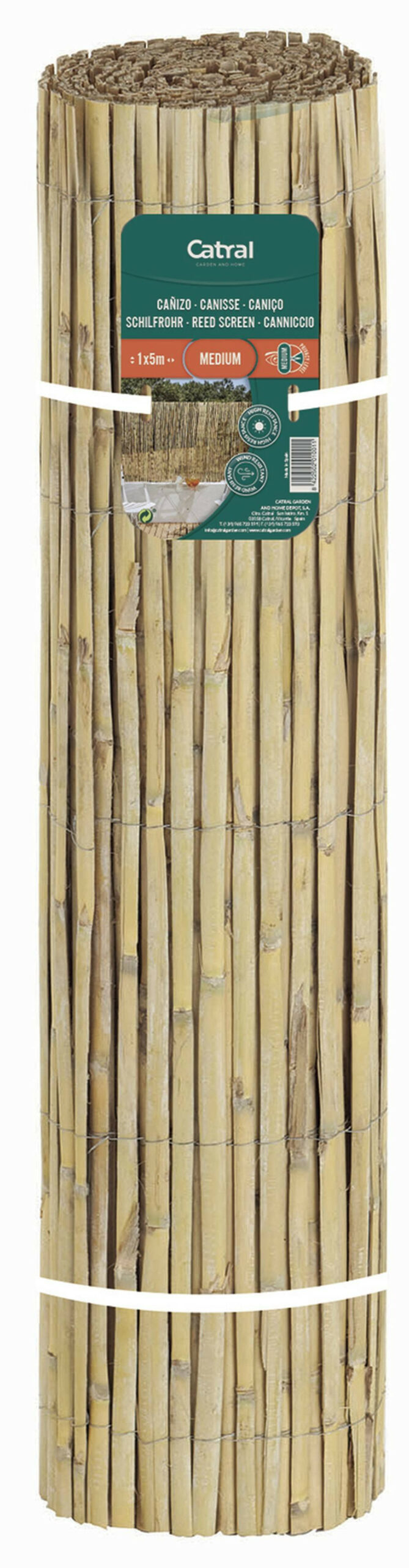 Canisse de roseaux fendus, tiges moyennes - Naturel - 1x5m