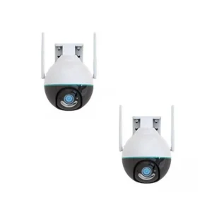 Pack de 2 Caméras extérieures motorisées filaires Daewoo EP506 PoE PTZ 4K Vision nocturne couleur Détection IA Wi-Fi 2.4GHz