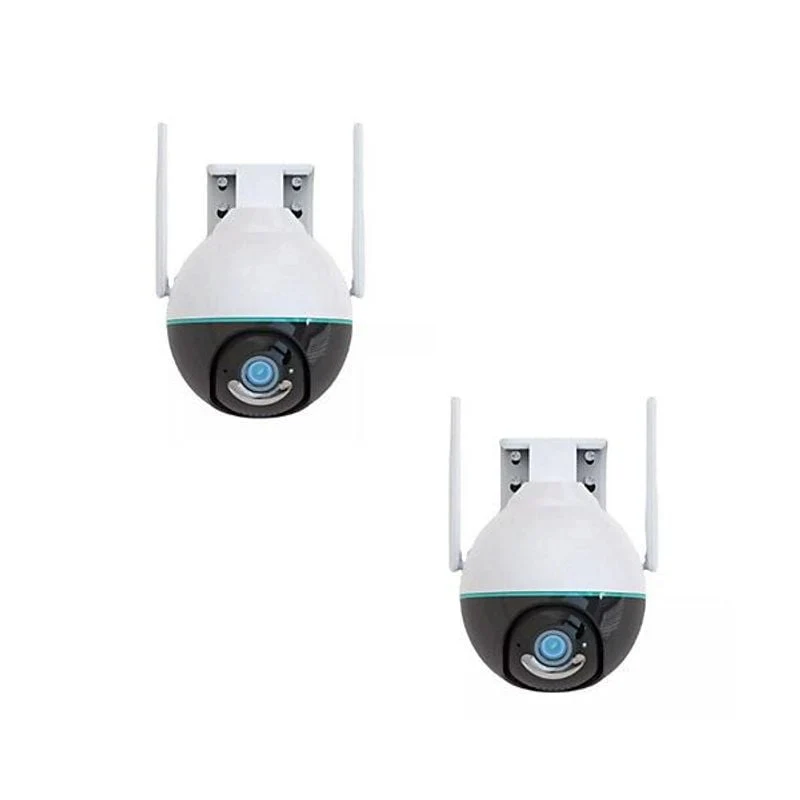 Pack de 2 Caméras extérieures motorisées filaires Daewoo EP506 PoE PTZ 4K Vision nocturne couleur Détection IA Wi-Fi 2.4GHz