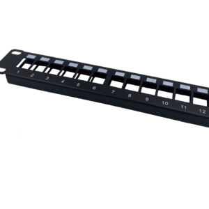Panneau 12 ports pour RJ45 1 unité, vide, pour baie 10"