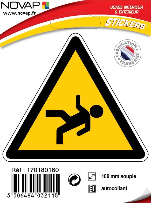 Panneau ''Danger de chute'' vinyle adhésif triangle 100 mm NOVAP 4032115