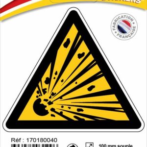 Panneau ''Danger matières explosives'' adhésif triangle 100 mm NOVAP 4031996