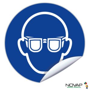 Panneau d'obligation ''Lunettes de protection obligatoire'' vinyle adhésif D80 mm NOVAP 4031286