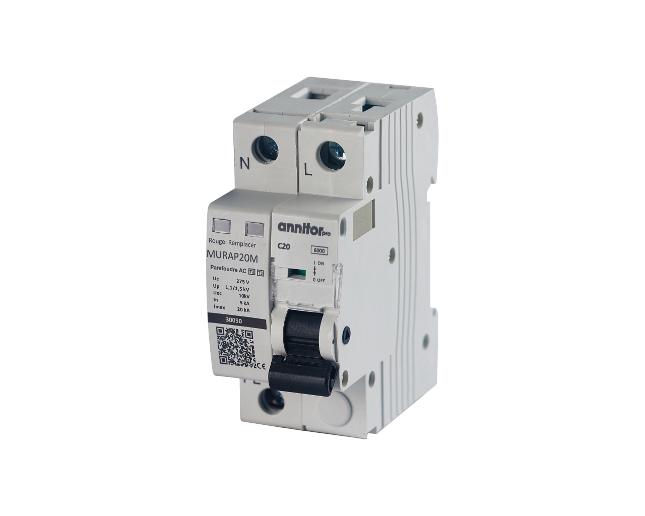 Parafoudre modulaire monophasé Type 2 autoprotégé 20kA