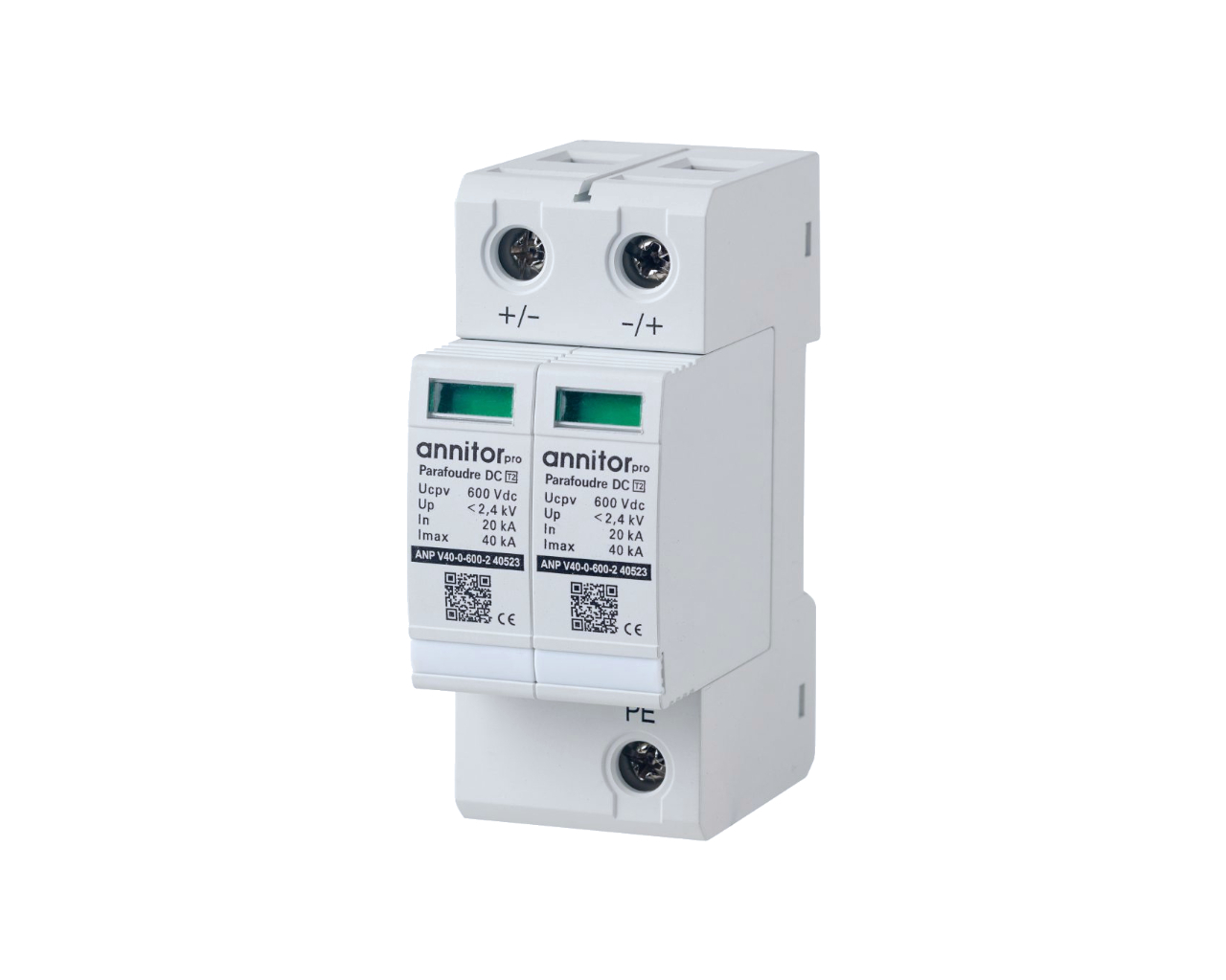 Parafoudre modulaire photovoltaïque à cartouche 40kA 600VDC