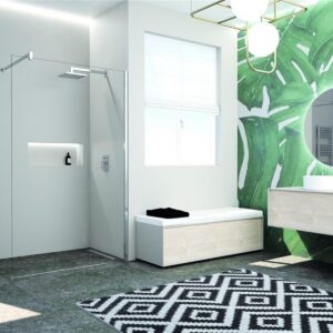 Paroi fixe pour douche à l'italienne - Dimensions: 100cm - Réglable de 97 à 98,5 cm - Profil Noir