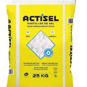 Pastilles de sel pour adoucisseur d'eau et dénitrateur d'eau - ACTISEL - Fabrication Française - le sac de 25 kg