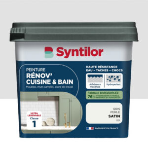 Peinture meuble gris perle satin SYNTILOR Renov' cuisine et bain 0.75l