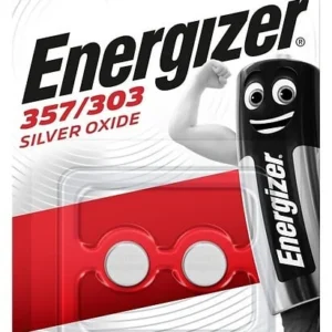 Pile bouton à l'oxyde d'argent Energizer 357-303, pack de 2