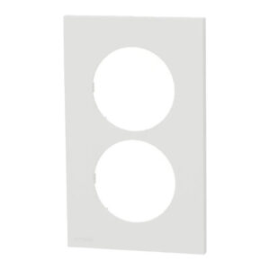 Plaque de finition double verticale ent. 57 mm Blanc craie Schneider Odace