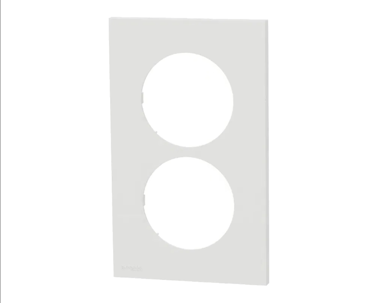 Plaque de finition double verticale ent. 57 mm Blanc craie Schneider Odace