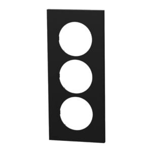 Plaque de finition triple verticale ent. 57 mm Noir onyx Schneider Odace