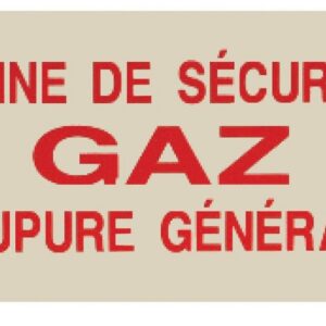 Plaque signalétique vanne de barrage de gaz - rouge