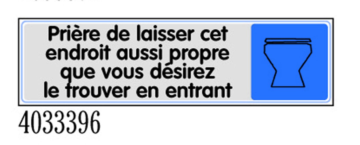Plaquette de porte ''Priére de laisser cet endroit aussi propre que vous désirez le trouver en entrant'' plexiglas 170 x 45 mm NOVAP 4033396