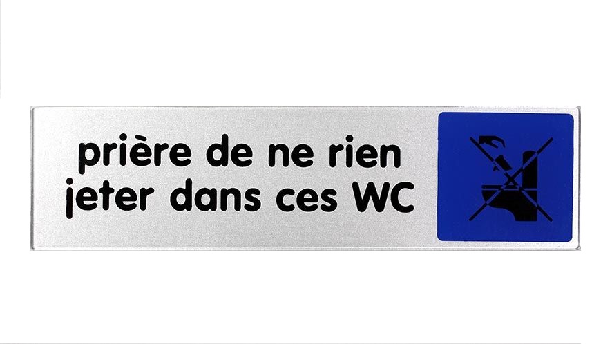 Plaquette de porte ''Prière de ne rien jeter dans ces WC'' plexiglas 170 x 45 mm NOVAP 4033372